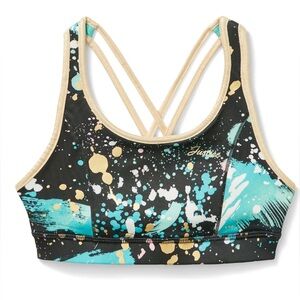 Justice Girls' Reversible Colorful Splatter Sports Bra, Size L(12/14)